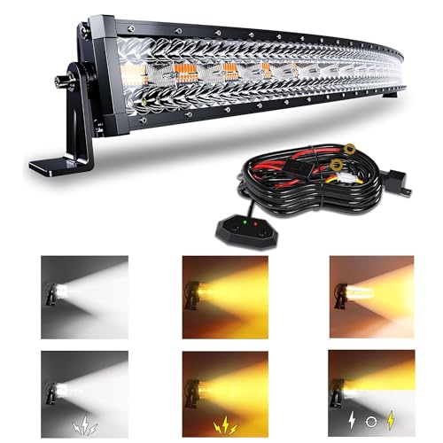 42-Inch 240W Curved LED Light Bar with White and Amber Strobe Modes