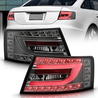 ACANII - For [Factory LED Tail Light Model] 2005-2008 Audi A6 S6 C6 Smoked LED Tube Tail Lights Lamps Left+Right