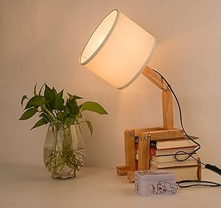 Robot Bedside Lamp - Fabric and Wood Design