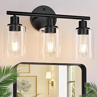 3-Light Black Bathroom Light Fixture