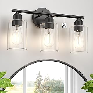 Matte Black 3-Light Bathroom Vanity Light