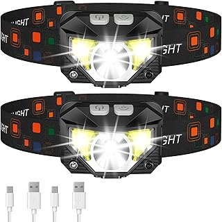 LHKNL Headlamp Flashlight, Lumen Ultra-Light Bright LED Rechargeable Headlight with White Red Light, 2-Pack Waterproof Motion Sensor Head Lamp,8 Modes for Outdoor Camping Running Hiking Fishing