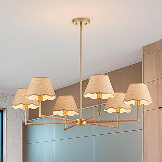 39” Boho Rattan Chandelier, 6-Lights