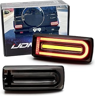 iJDMTOY Black-Out Smoked LED Sequential Blink Tail Lights for G-Class