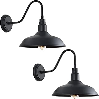 14in Outdoor Gooseneck Light Fixture, 2-Pack