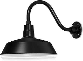 Satin Black Gooseneck Barn Light, 14in, UL Listed