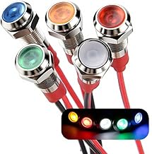 6mm LED Metal Indicator Light Waterproof Indicator Signal Lamp Pre-Wired for Dash Directional Industrial Control Panel Car Truck Boat 5pcs (Multicolored, 110V-220V AC)