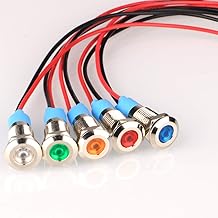 5Pcs 8mm 110V-220VAC LED Metal Indicator Light Waterproof Signal Lamp (Green/Orange/Red/Blue/White 5Pcs)