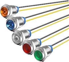 5Pcs 10mm 110V-220VAC LED Metal Indicator Light Waterproof Signal Lamp (Green/Orange/Red/Blue/White 5Pcs)