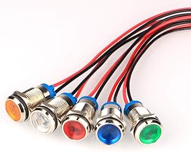 5pcs 10mm AC/DC 12-24V LED Metal Indicator Light Waterproof Signal Lamp Pilot Dash Directional Car Truck Boat with Wire