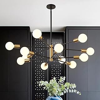 12-Light Gold and Black Chandelier