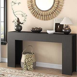 63-Inch Console Table with LED Light, Farmhouse Style