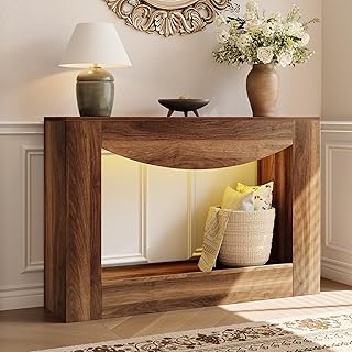 Farmhouse Console Table, 47 Inch with LED Light