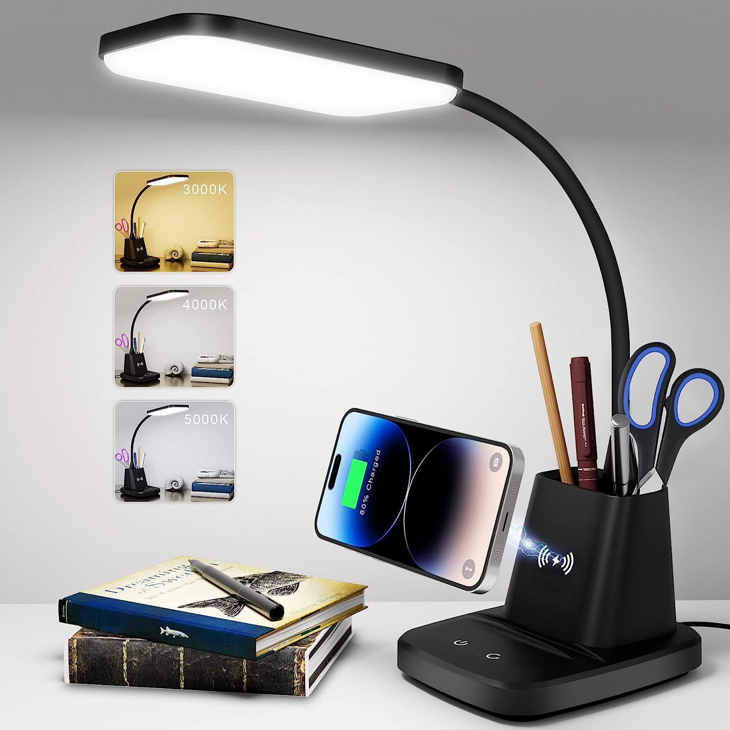 led desk lamp with wireless charger