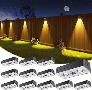 Solar Fence Lights, 12 Pack, 12 Modes