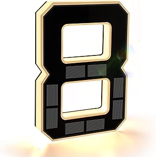 ISUNMEA Solar Lighted House Numbers, 9 Inch, Black