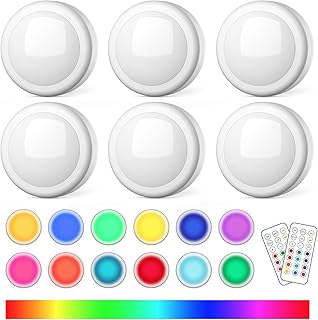 Puck Lights with Remote Control - 6 Pack, 13 Color RGB