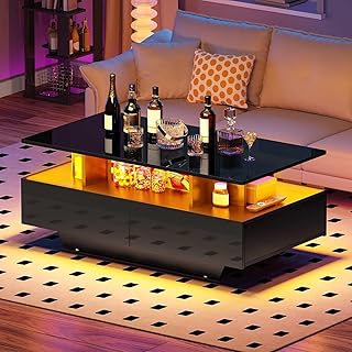 DWVO LED Coffee Table with 4 Drawers