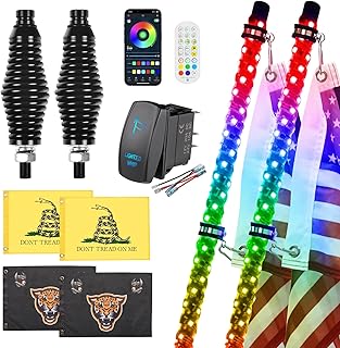 2 Pack 4FT LED Whip Lights with Remote