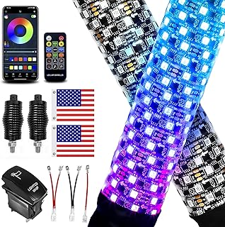 2 Pack 2FT LED Whip Lights with Remote