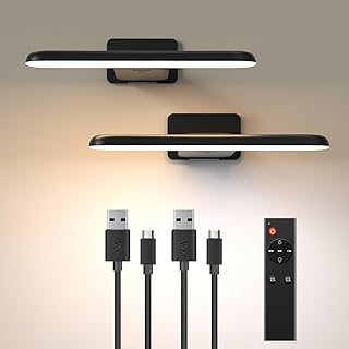 2 Pack Rechargeable Picture Lights, LED Wireless Wall Lighting with Remote (Black)