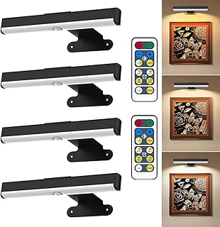 4 Pack Wireless Picture Light with Remote, Battery Operated Art Display Lamp (Black)