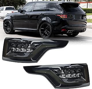 Pair Smoked Lens LED Tail Light Assembly Compatible With Land Rover Range Rover Sport 2014-2021 Rear Brake Sequential Turn Signal Reversing Lamp Left & Right Side