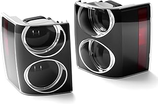 Pair Tail Lights Assembly W/Bulbs Compatible with Range Rover HSE Vogue L322 2002-2009 Black Taillights Rear Brake Lamps XFB500351LPO XFB500341LPO