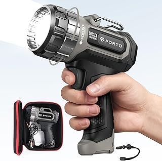 FORTO Compact Rechargeable Spotlight - Adjustable Focus Handheld Spot Light