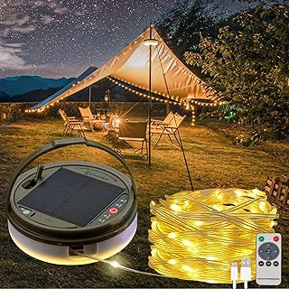 Solar Camping String Lights 39.4 FT Fairy Light with 8 Modes