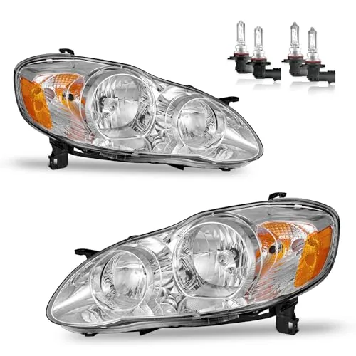KarSpareHub Halogen Headlights 2003-2008 Toyota Corolla Pair