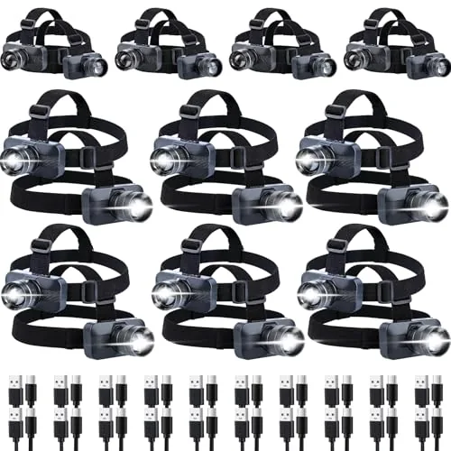 KunHe 20-Pack LED Headlamp 333LM Rechargeable Aluminum