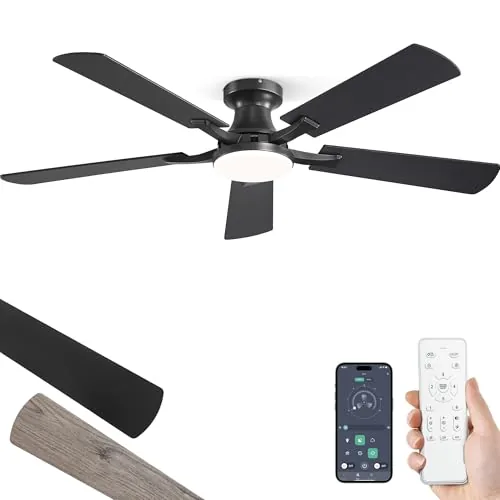 ZMISHIBO 52-Inch Flush Mount Ceiling Fan with App Control