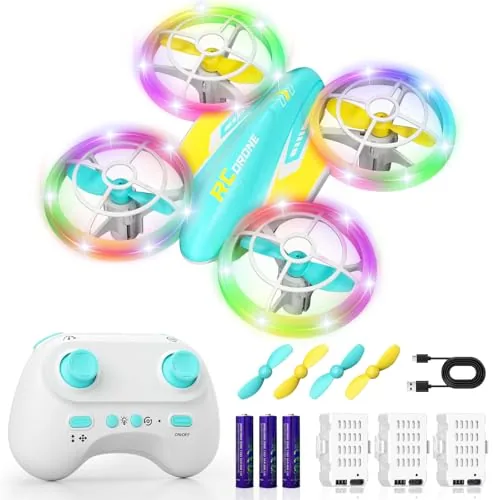 FUNPX LED RC Drone Kids 45-Min Flight 3 Batteries