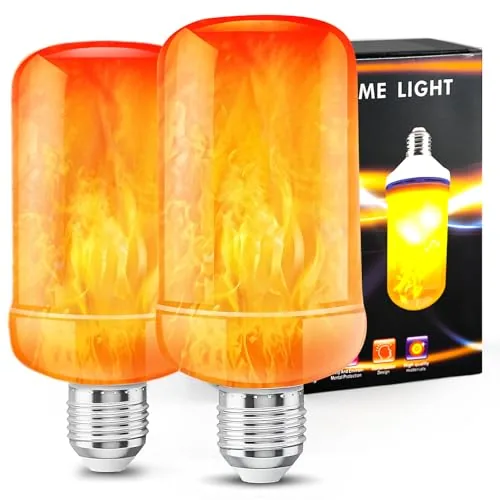 KEMINO LED Flame Bulbs 2-Pack, 4-Mode E26 Flicker
