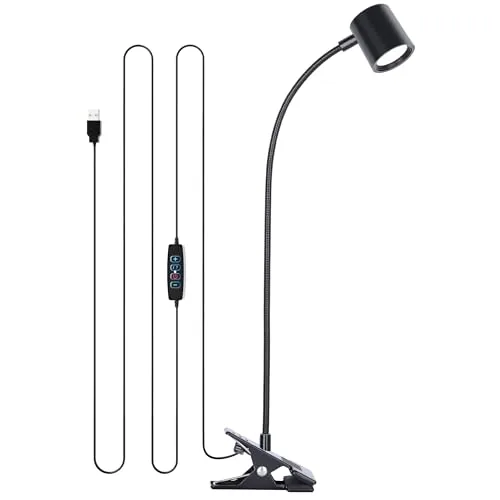 Dott Arts USB Clip-On Desk Lamp with Gooseneck