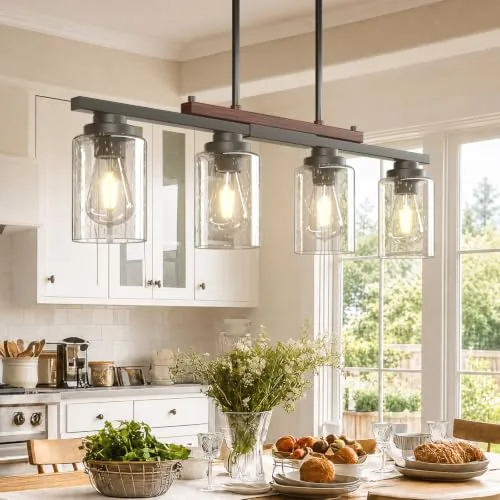 Amico 4-Light Seeded Glass Island Chandelier
