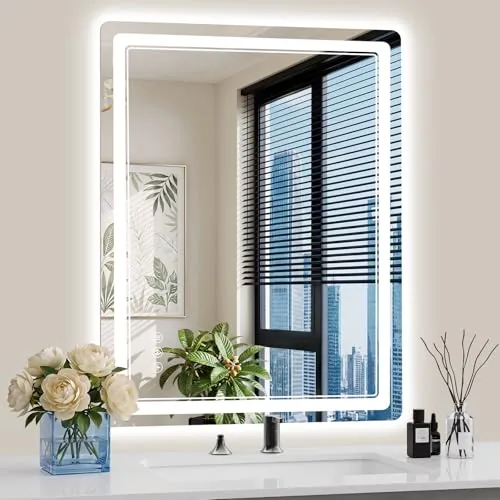 WISSMIELS 30x36" LED Mirror Backlit + Front Lit Anti-Fog