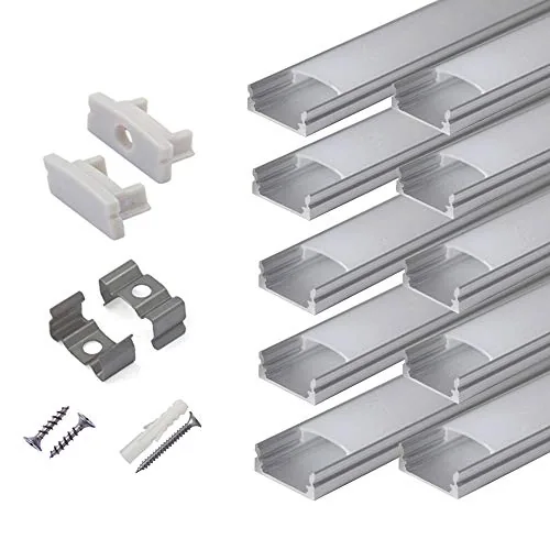 hunhun 10-Pack 6.6ft U-Channel LED Aluminum Profile Milky Cover