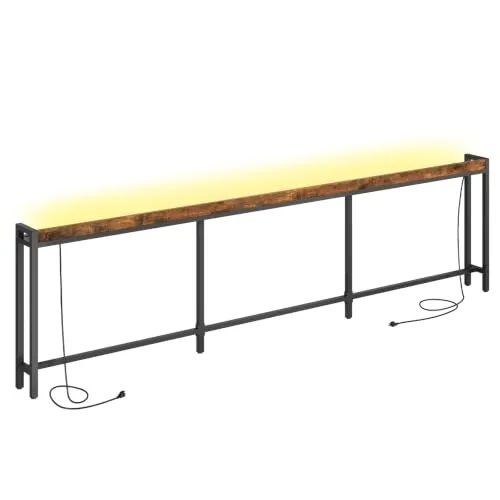 HOOBRO 106in LED Console Table with Power Outlets