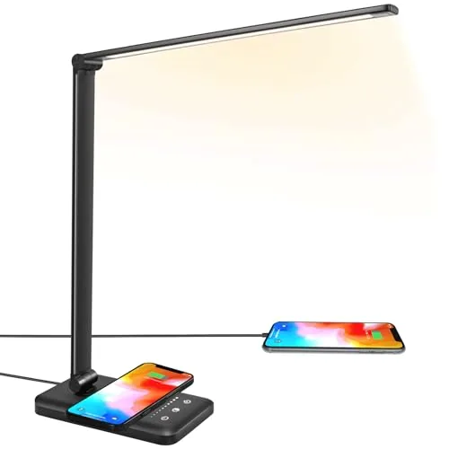 JOSTIC LED Desk Lamp with Wireless Charger USB Port