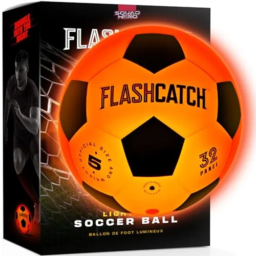 FlashCatch LED Soccer Ball Size 5 Glow Night Play