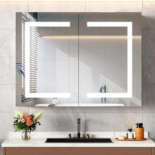 Snughome 31.5" Medicine Cabinet LED Mirror Storage