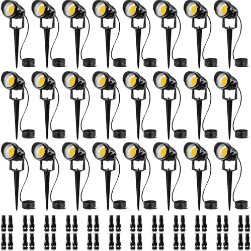 SUNVIE 24-Pack 12W LED Landscape Spotlights with Connectors