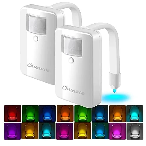 Chunace Toilet Bowl Night Light 16-Color Motion Sensor 2pk