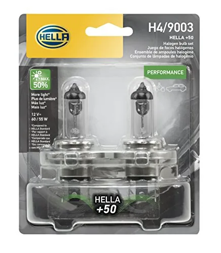 Hella H4P50TB +50% Performance Headlight Bulb 12V 60/55W